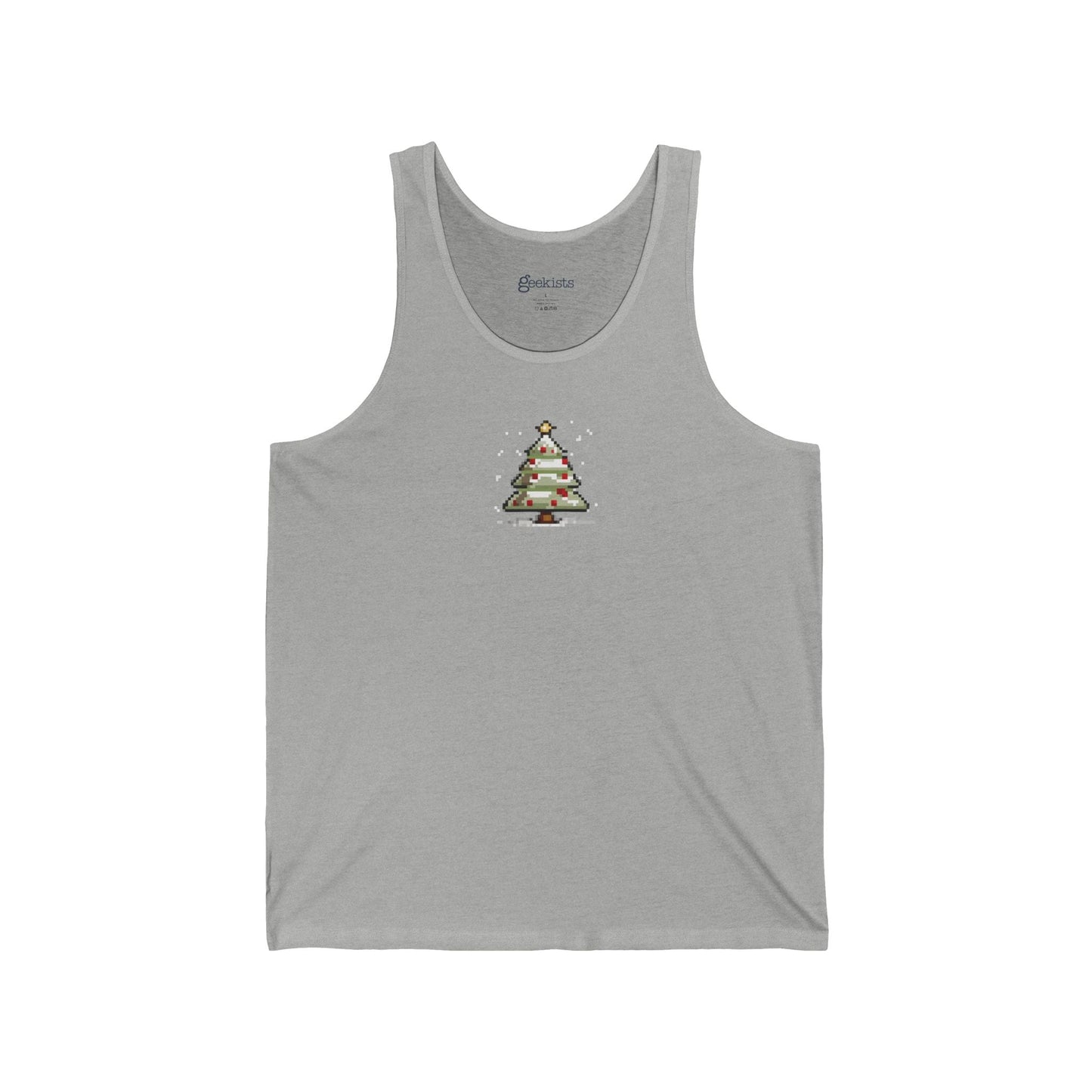 2XL-Athletic-Heather Tank Top 8-Bit Xmas Tree Unisex Tank Top | Lightweight Jersey Tank | Graphic Shirts for Summer