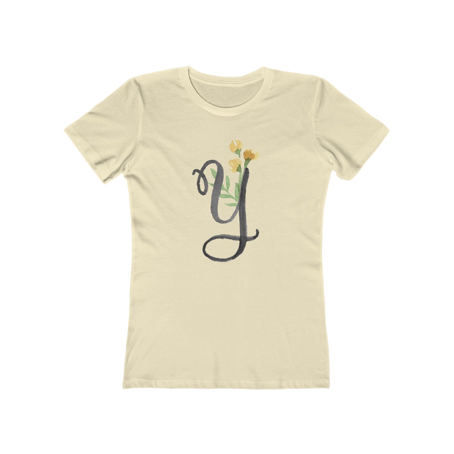 Clothing Stuff > Shirts & Tops > Women's Slim Fit Tee Watercolor Flower Letter Y T-Shirt – Garden Nerd Tee for Plant Moms
