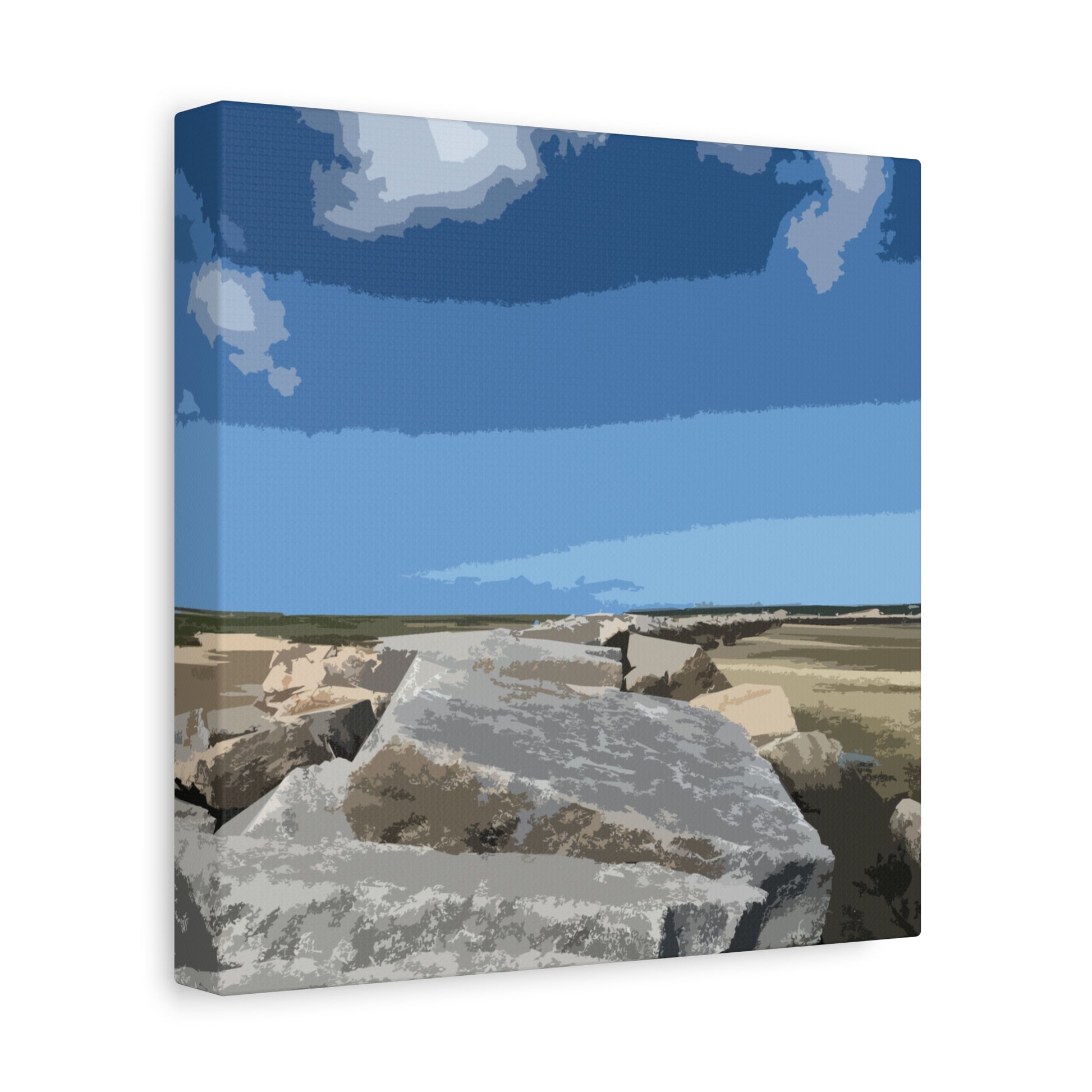Cape Cod Breakwater | Square Stretched Canvas Print — Graphic — Front