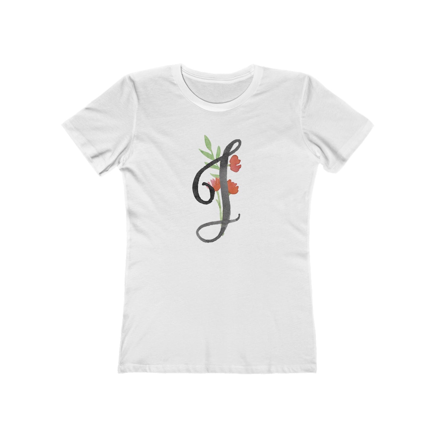 Clothing Stuff > Shirts & Tops > Women's Slim Fit Tee Watercolor Flower Letter J T-Shirt – Garden Nerd Tee for Plant Moms