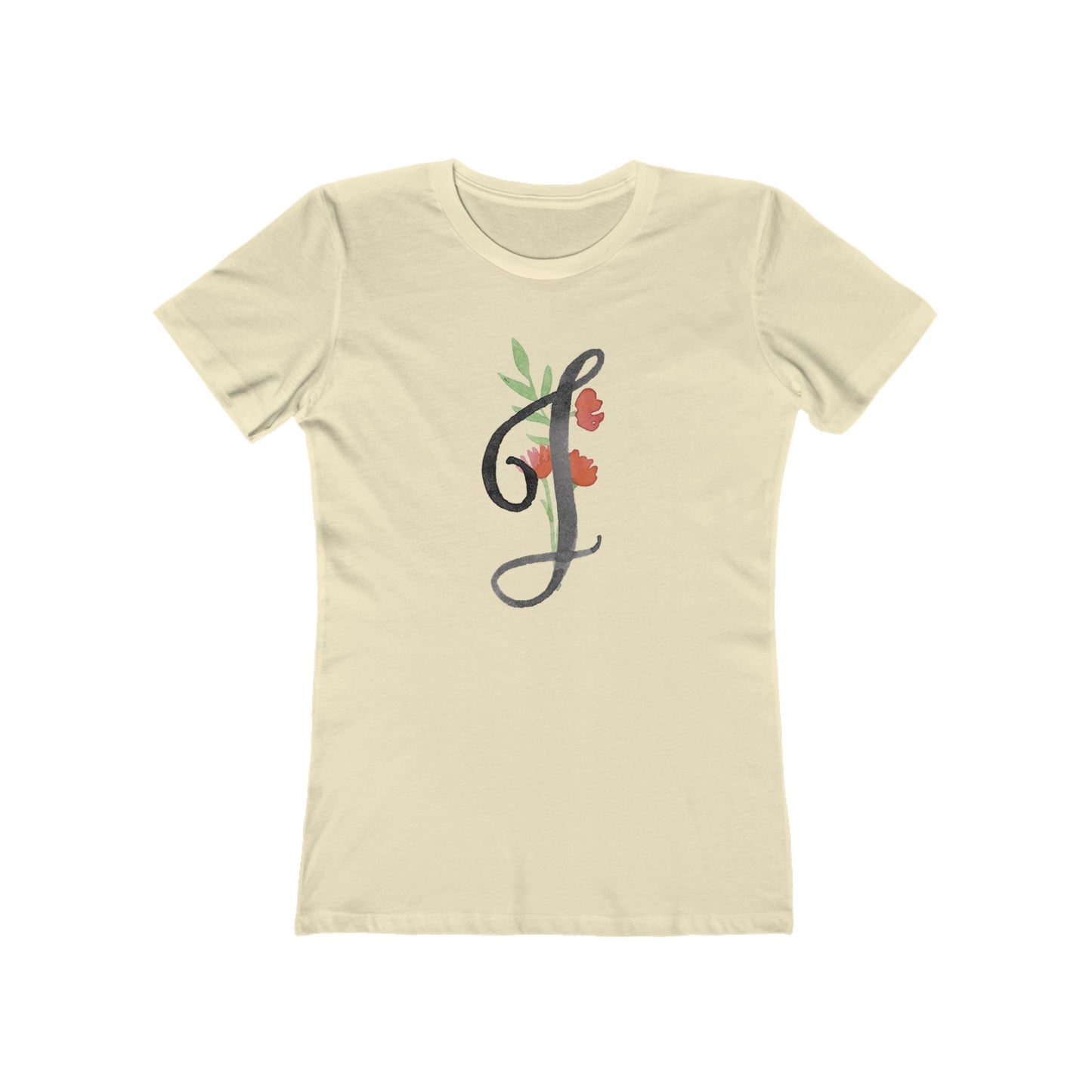 Clothing Stuff > Shirts & Tops > Women's Slim Fit Tee Watercolor Flower Letter J T-Shirt – Garden Nerd Tee for Plant Moms