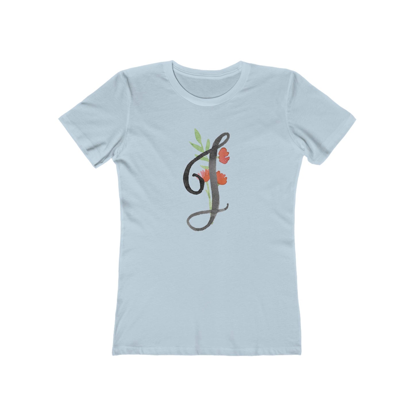 Clothing Stuff > Shirts & Tops > Women's Slim Fit Tee Watercolor Flower Letter J T-Shirt – Garden Nerd Tee for Plant Moms