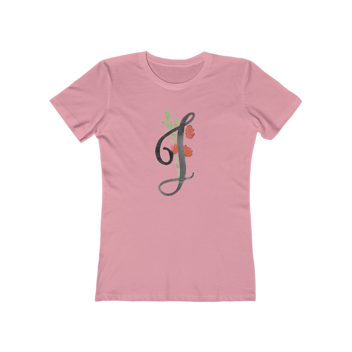 Clothing Stuff > Shirts & Tops > Women's Slim Fit Tee Watercolor Flower Letter J T-Shirt – Garden Nerd Tee for Plant Moms