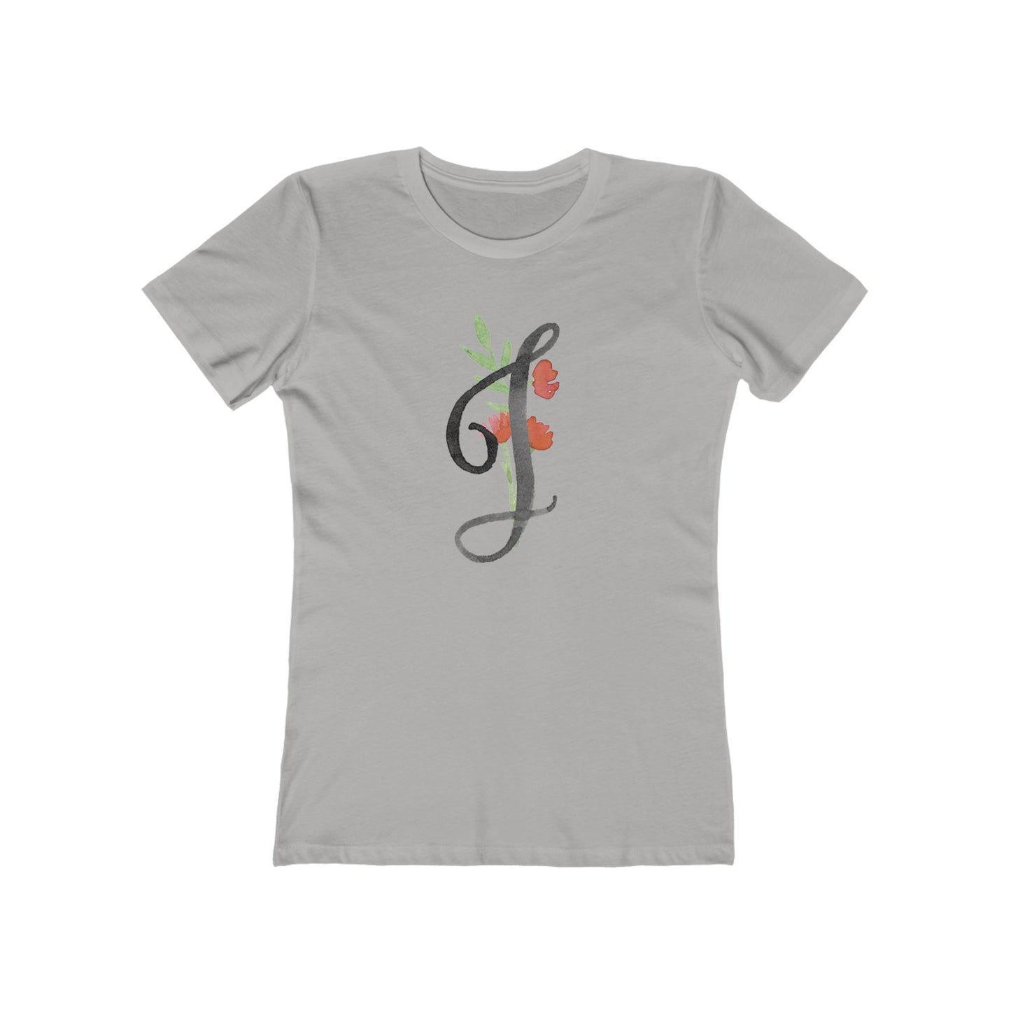 Clothing Stuff > Shirts & Tops > Women's Slim Fit Tee Watercolor Flower Letter J T-Shirt – Garden Nerd Tee for Plant Moms