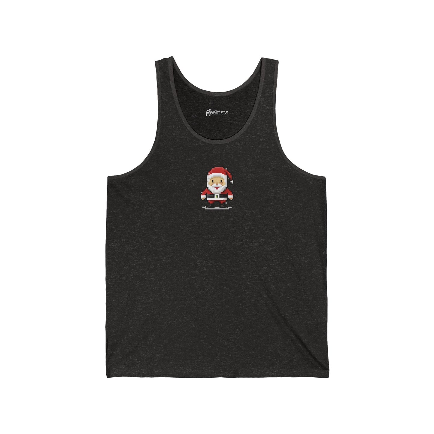 2XL-Charcoal-Black-TriBlend Tank Top 8-Bit Santa Unisex Tank Top | Lightweight Jersey Tank | Graphic Shirts for Summer