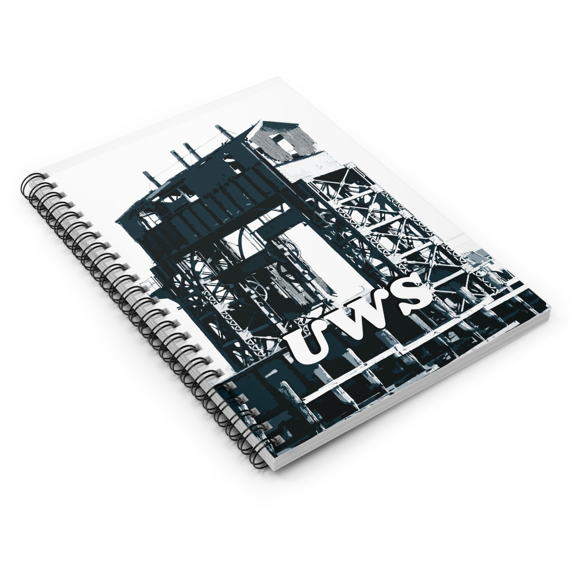 UWS Urban Decay Ruled Line Spiral Notebook — Hudson River NYC Graphic — Detail