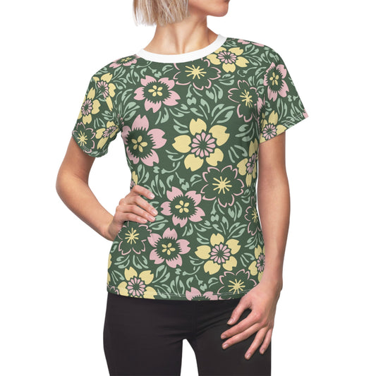 2XL-White-stitching-6-oz. All Over Prints Sweet Sentiment Women’s Tee | Light Pink & Green Mom’s Day Shirt for First Mother’s Day Gift