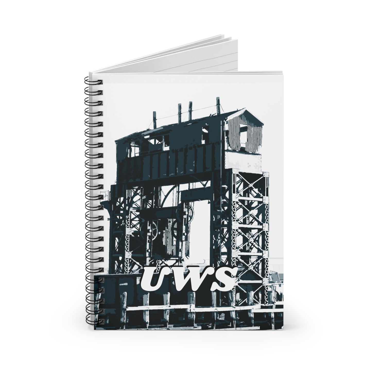 UWS Urban Decay Ruled Line Spiral Notebook — Hudson River NYC Graphic — Detail