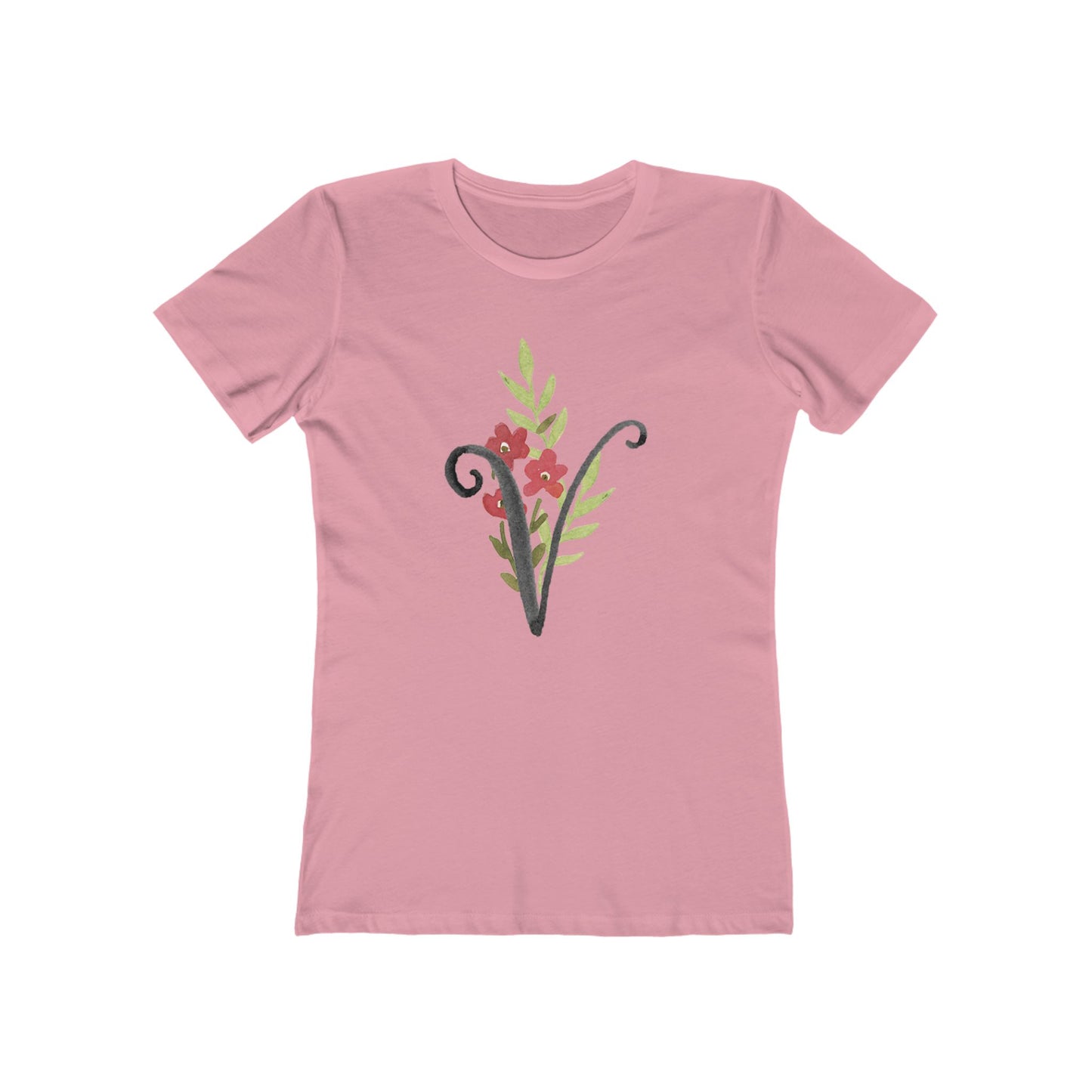 Clothing Stuff > Shirts & Tops > Women's Slim Fit Tee Watercolor Flower Letter V T-Shirt – Garden Nerd Tee for Plant Moms