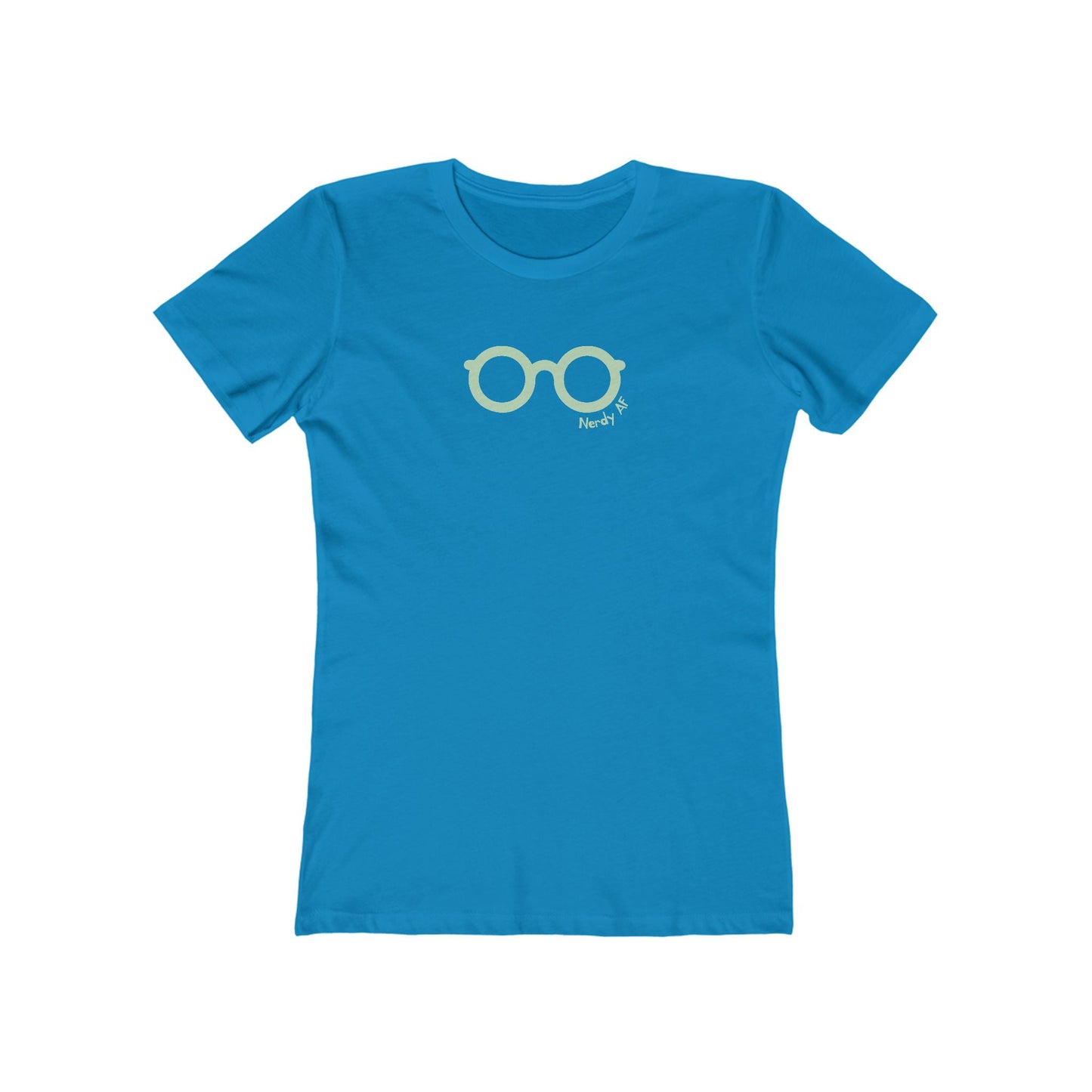 Solid-Turquoise-2XL T-Shirt Nerdy AF Women’s Slim Fit Tee | Funny Graphic Shirt for Geeks