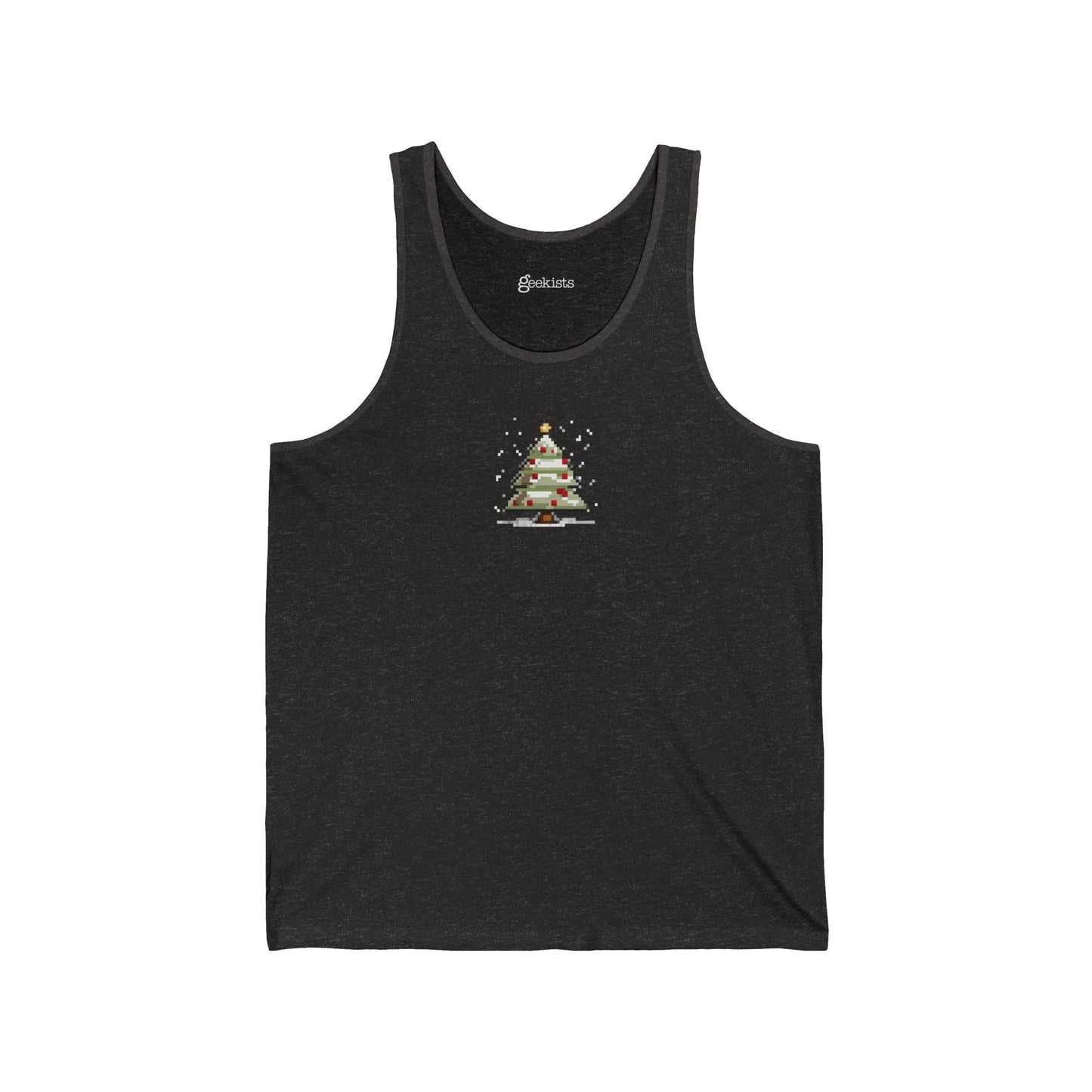 2XL-Charcoal-Black-TriBlend Tank Top 8-Bit Xmas Tree Unisex Tank Top | Lightweight Jersey Tank | Graphic Shirts for Summer