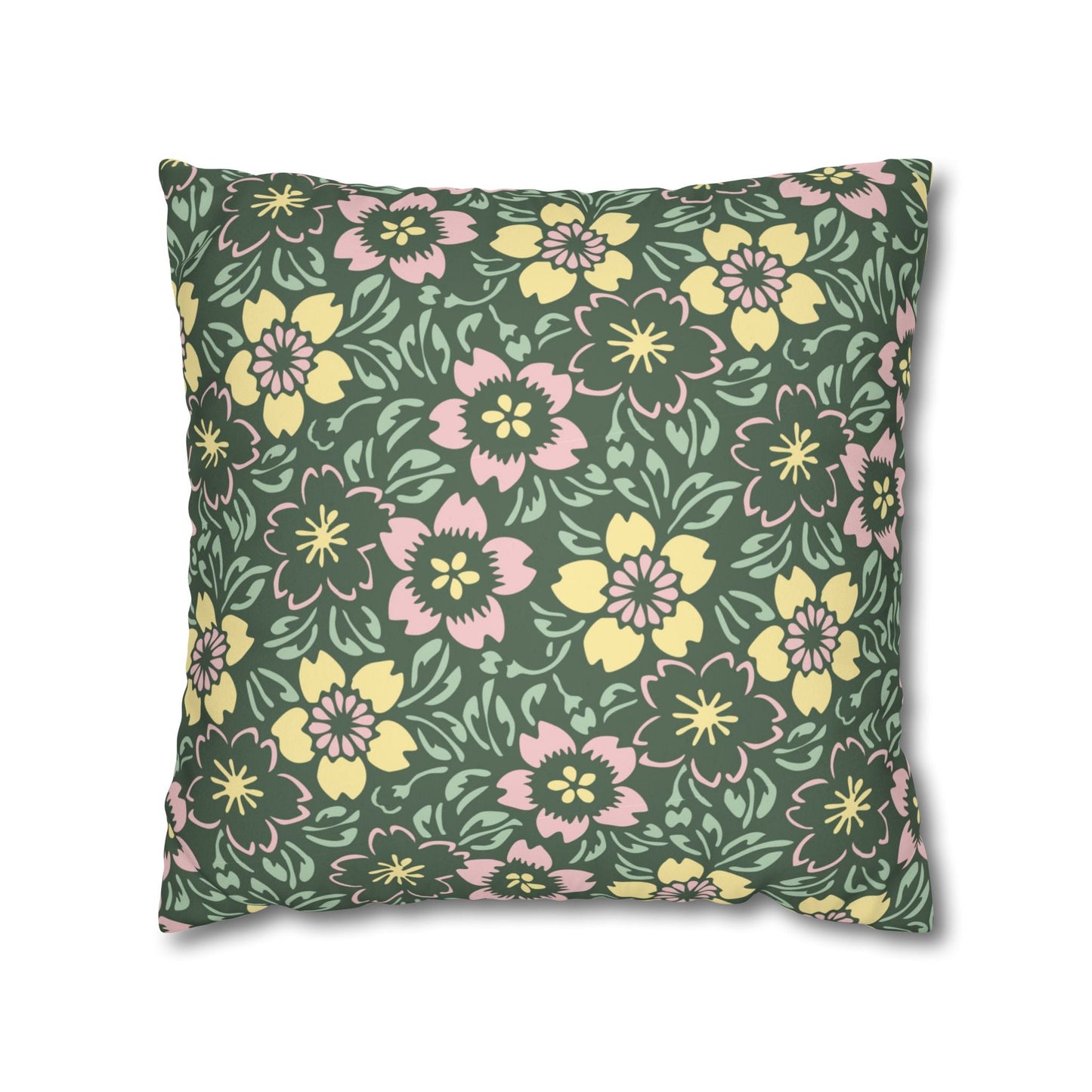 18-18 Home Stuff > Home Decor > Faux Suede Throw Pillow Case Soft Floral Pillow Cover | Light Pink & Green Accent for Cozy Home Gift or Mother’s Day Decor
