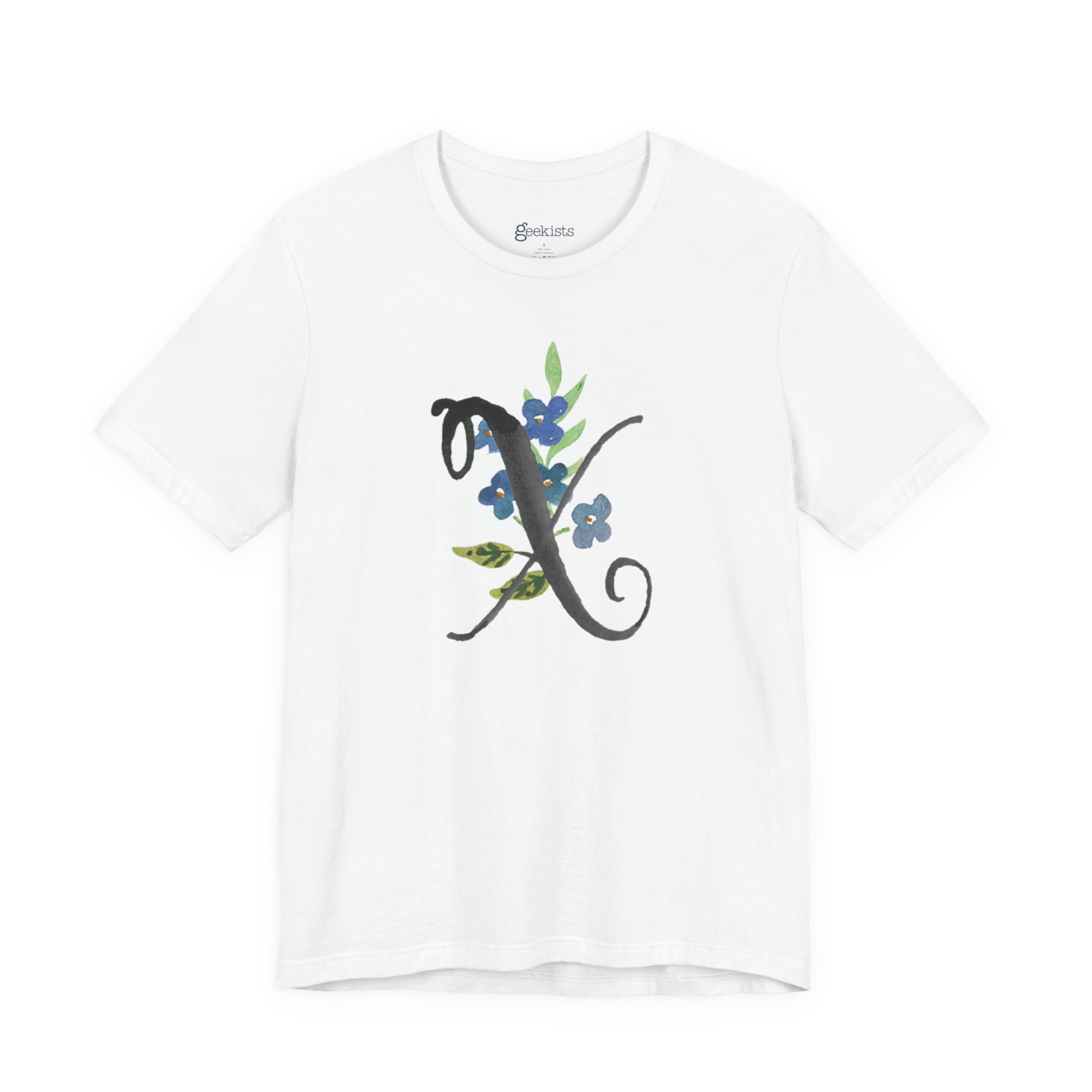 Clothing Stuff > Shirts & Tops > Unisex Jersey Tee Watercolor Flower Letter X T-Shirt – Garden Nerd Tee for Plant Moms