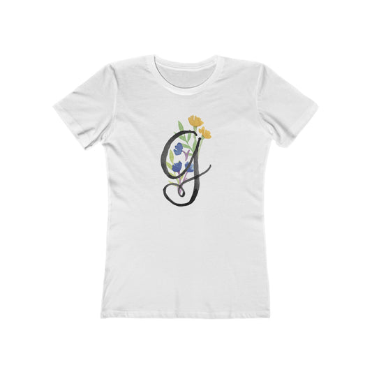 Clothing Stuff > Shirts & Tops > Women's Slim Fit Tee Watercolor Flower Letter G T-Shirt – Garden Nerd Tee for Plant Moms