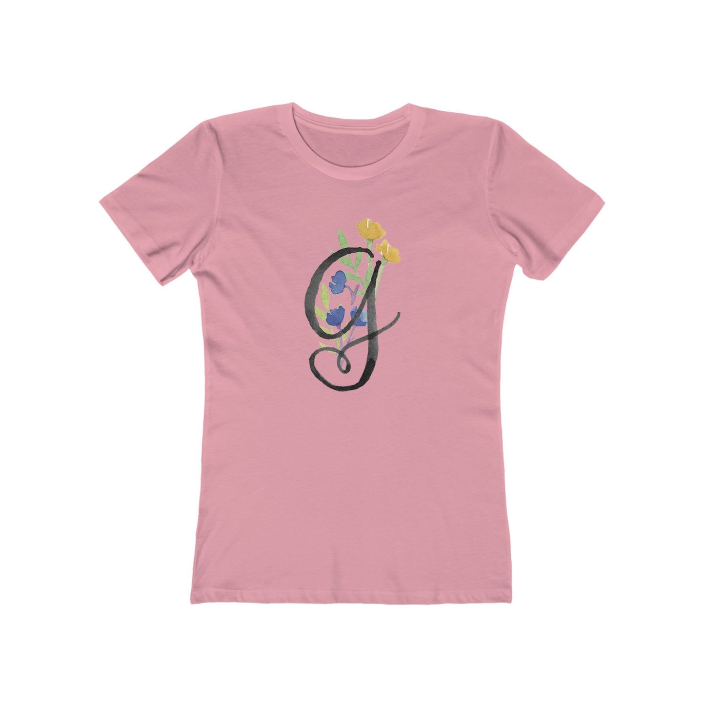 Clothing Stuff > Shirts & Tops > Women's Slim Fit Tee Watercolor Flower Letter G T-Shirt – Garden Nerd Tee for Plant Moms