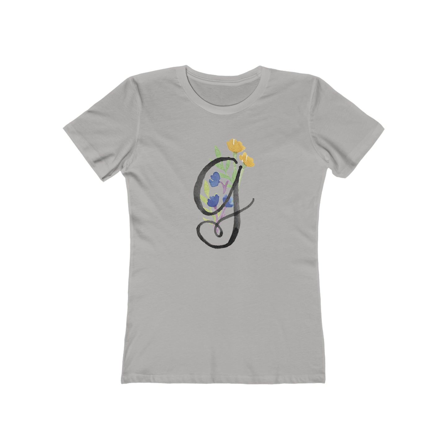 Clothing Stuff > Shirts & Tops > Women's Slim Fit Tee Watercolor Flower Letter G T-Shirt – Garden Nerd Tee for Plant Moms