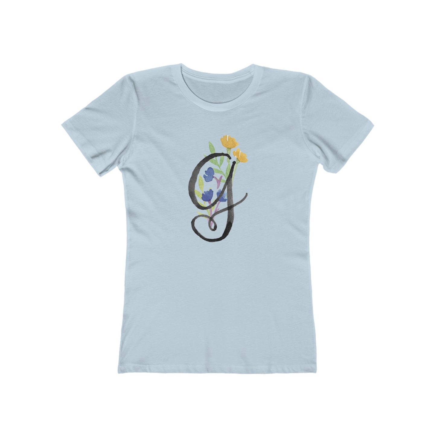 Clothing Stuff > Shirts & Tops > Women's Slim Fit Tee Watercolor Flower Letter G T-Shirt – Garden Nerd Tee for Plant Moms
