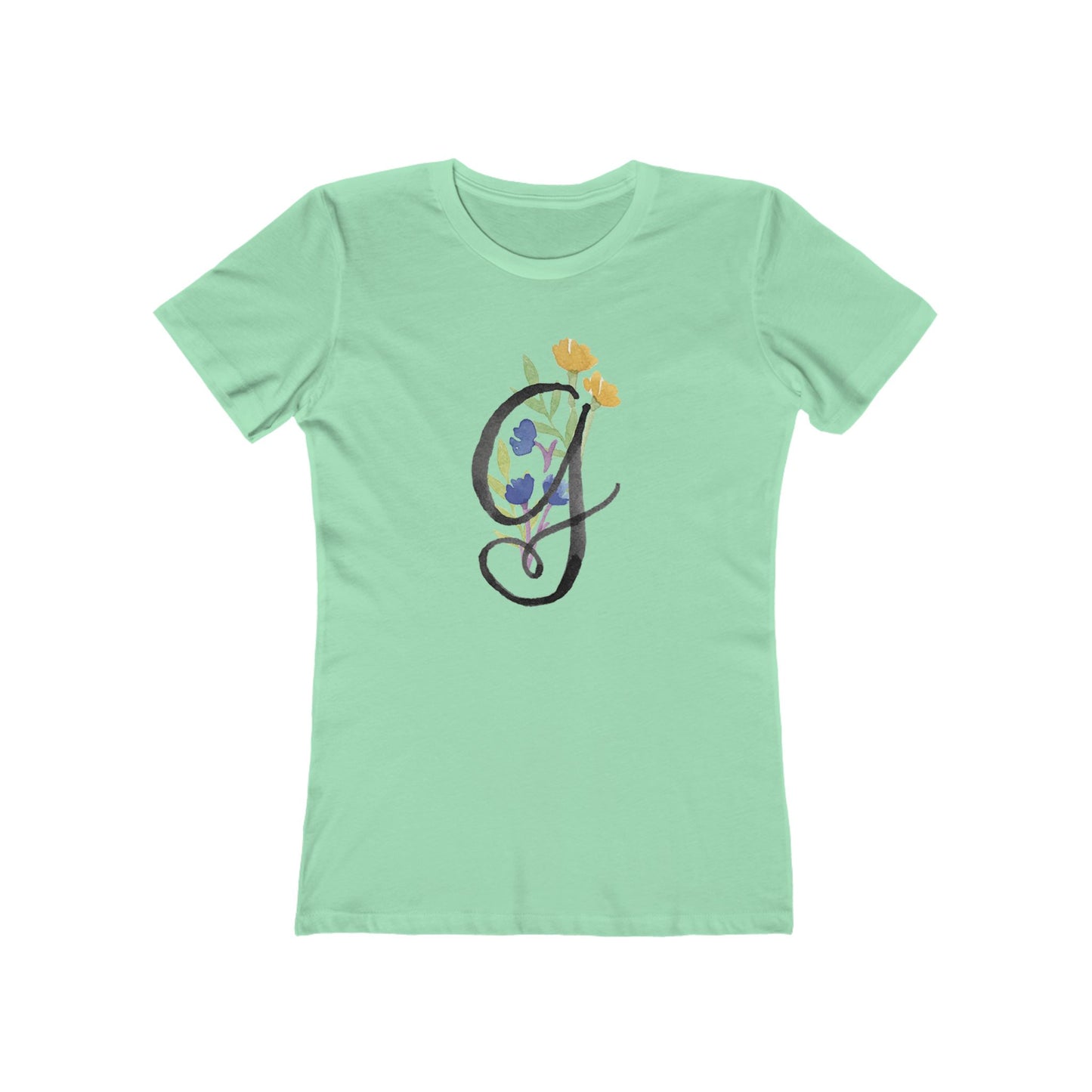 Clothing Stuff > Shirts & Tops > Women's Slim Fit Tee Watercolor Flower Letter G T-Shirt – Garden Nerd Tee for Plant Moms
