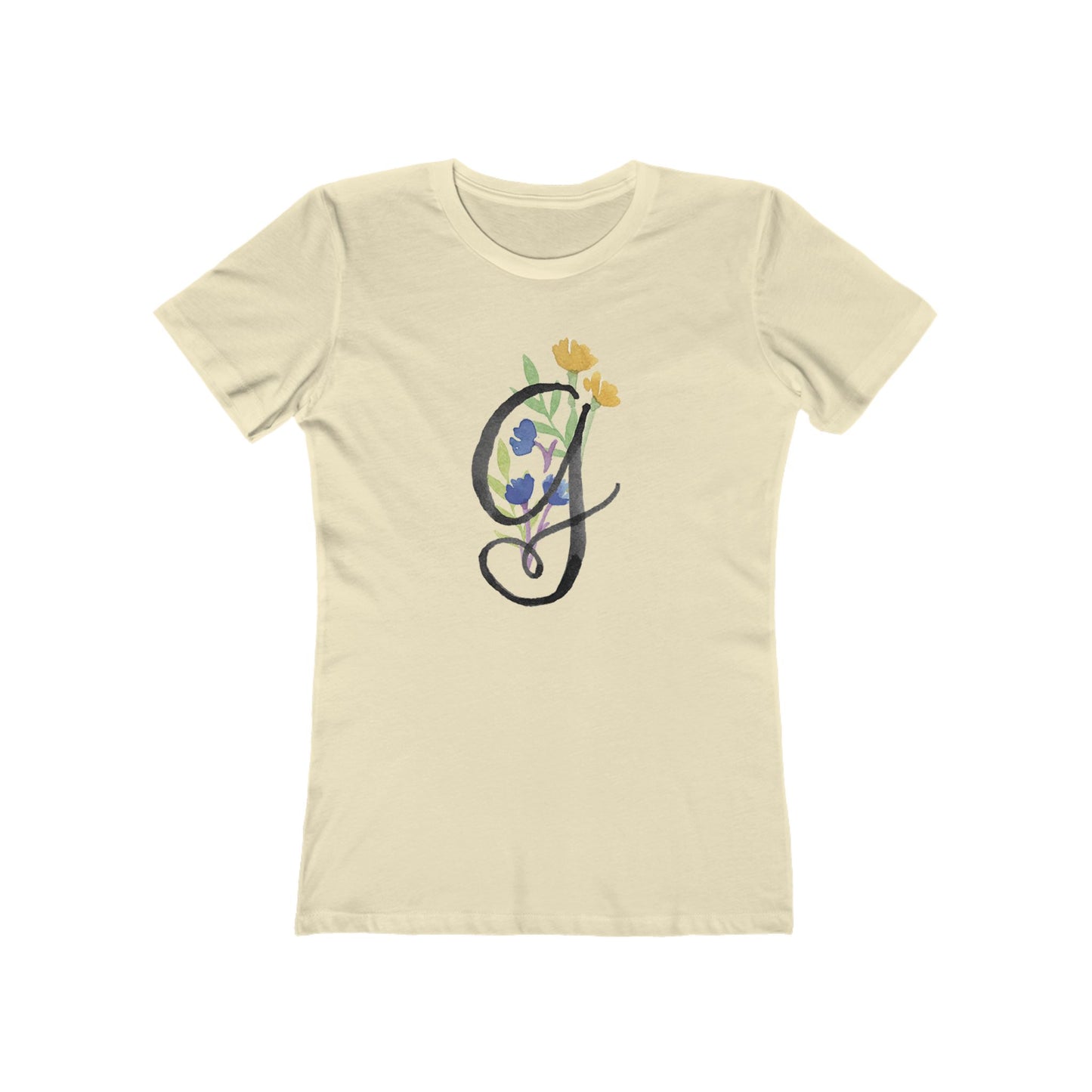 Clothing Stuff > Shirts & Tops > Women's Slim Fit Tee Watercolor Flower Letter G T-Shirt – Garden Nerd Tee for Plant Moms