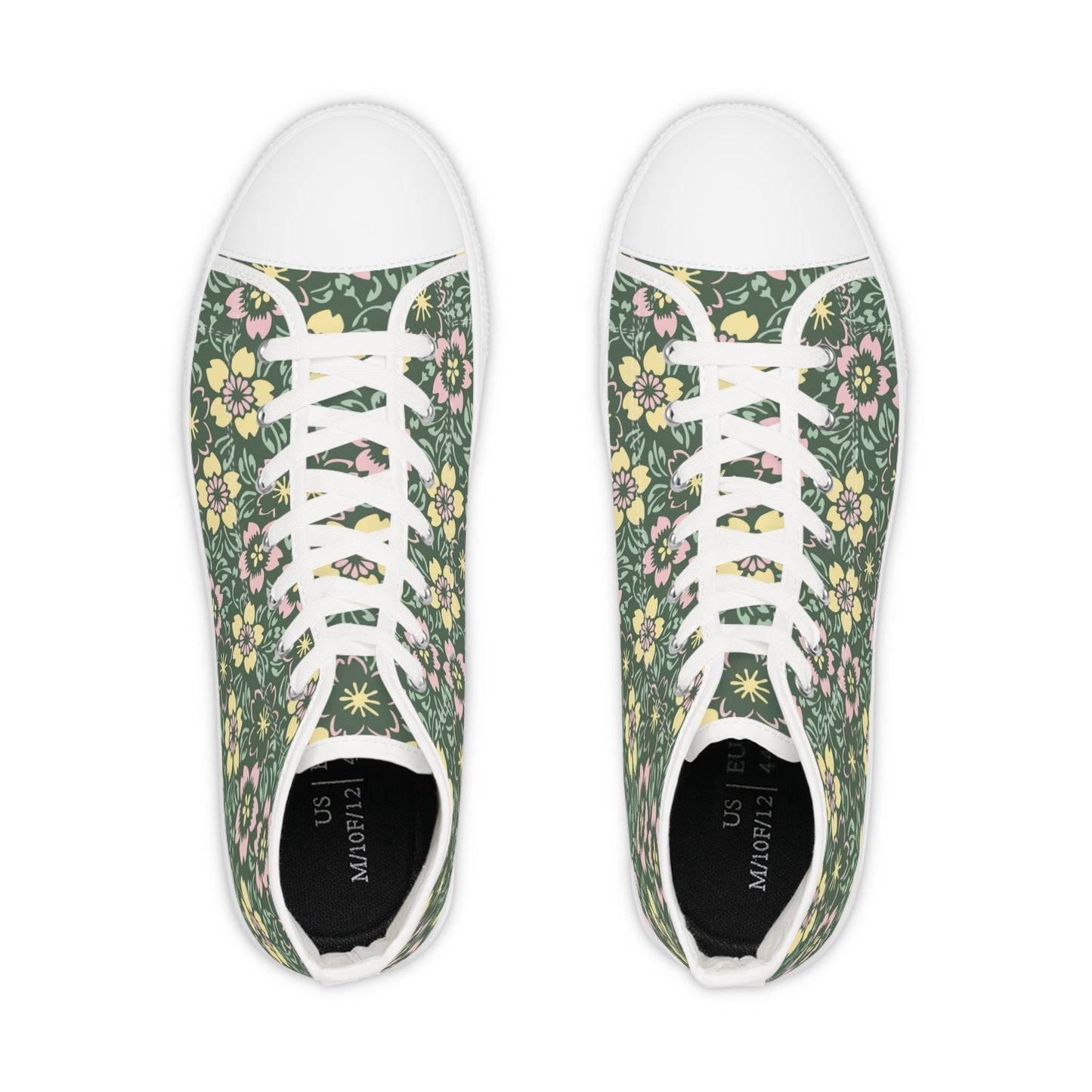 Shoes Retro Floral Men’s High-Top Sneakers | Geometric Floral Canvas Shoes for Retro Nerds