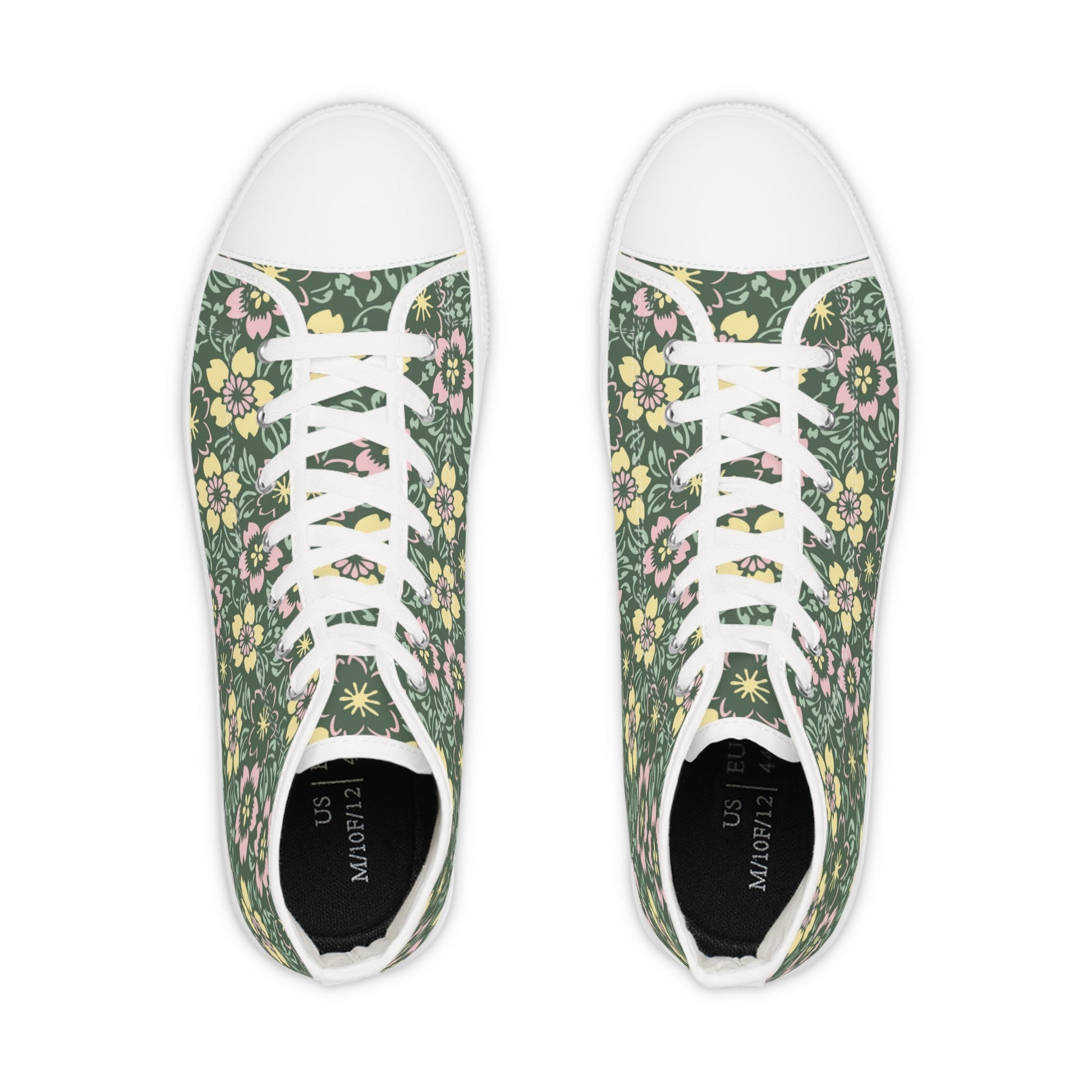 Shoes Retro Floral Men’s High-Top Sneakers | Geometric Floral Canvas Shoes for Retro Nerds