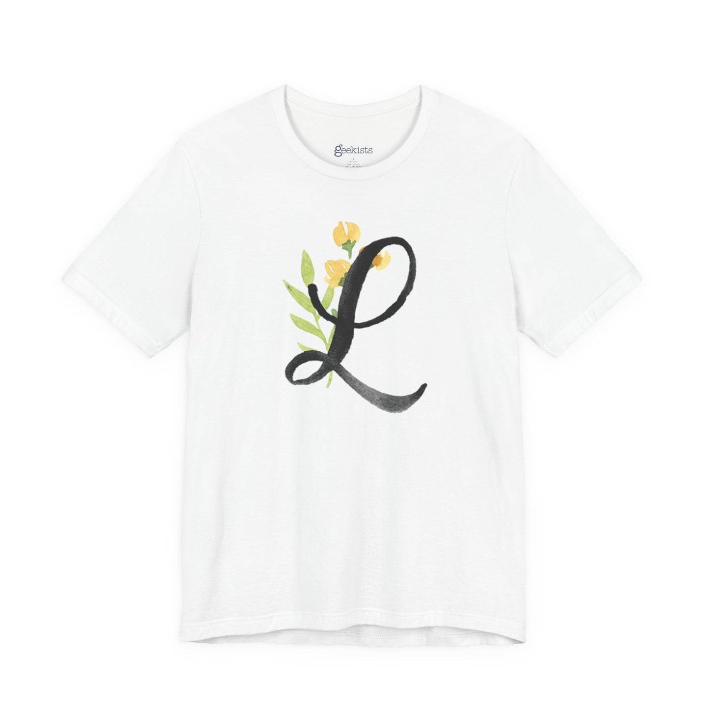 Clothing Stuff > Shirts & Tops > Unisex Jersey Tee Watercolor Flower Letter L T-Shirt – Garden Nerd Tee for Plant Moms