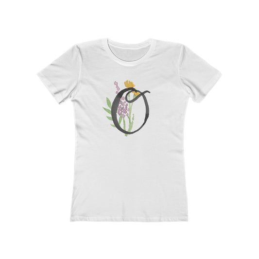 Clothing Stuff > Shirts & Tops > Women's Slim Fit Tee Watercolor Flower Letter O T-Shirt – Garden Nerd Tee for Plant Moms
