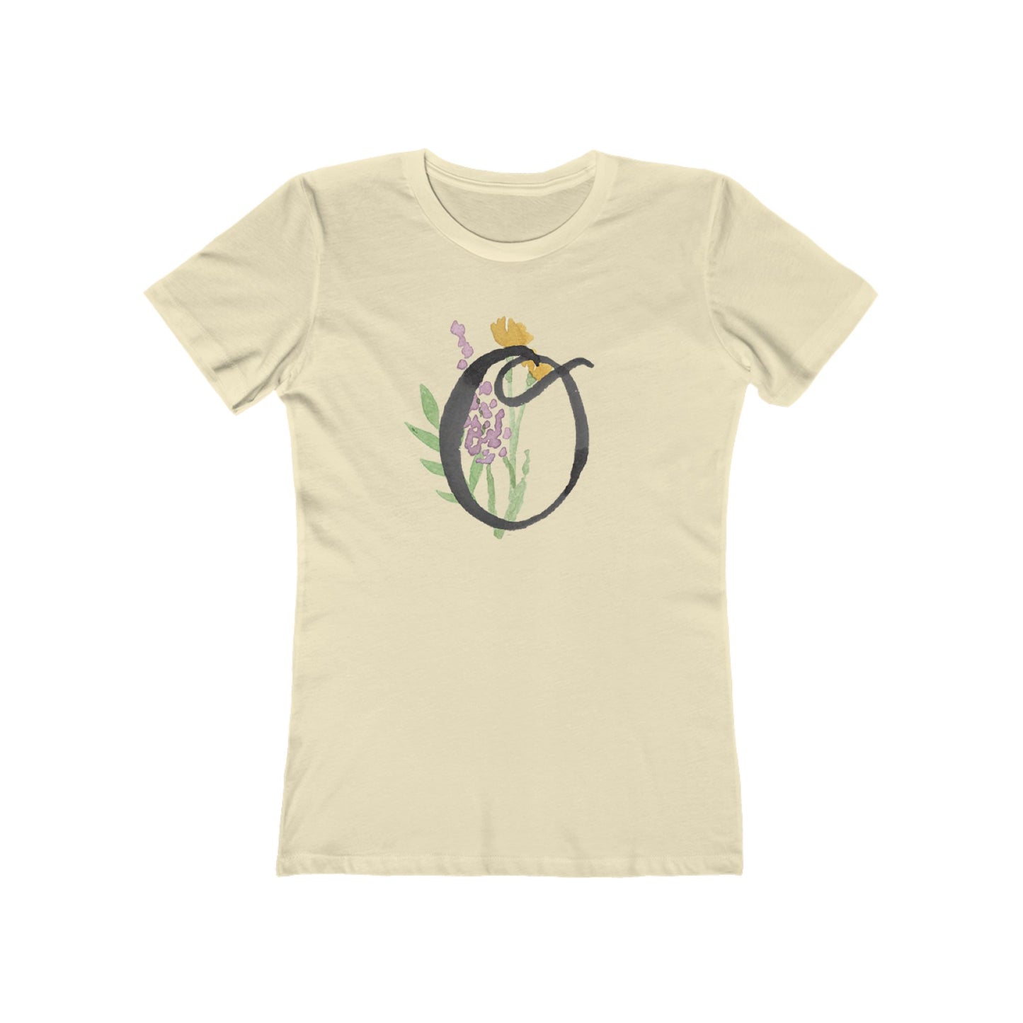 Clothing Stuff > Shirts & Tops > Women's Slim Fit Tee Watercolor Flower Letter O T-Shirt – Garden Nerd Tee for Plant Moms
