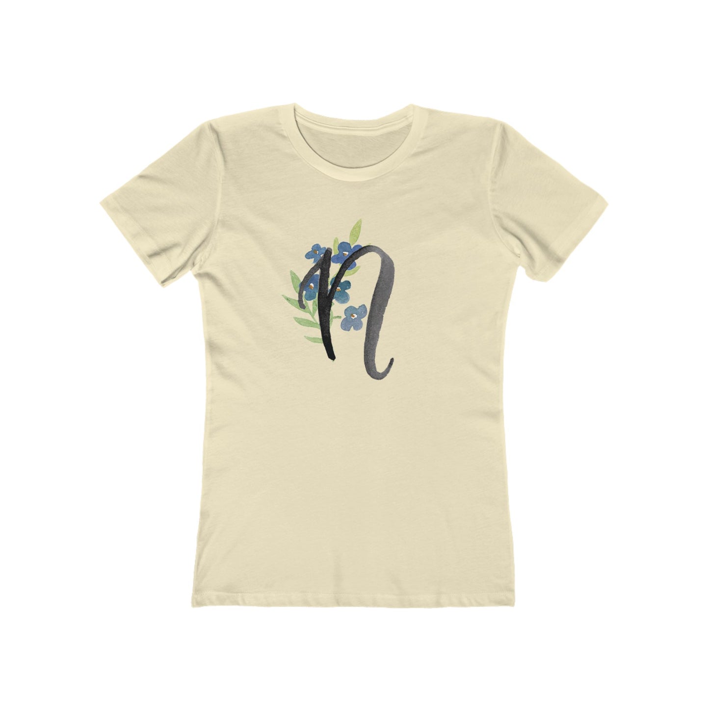 Clothing Stuff > Shirts & Tops > Women's Slim Fit Tee Watercolor Flower Letter N T-Shirt – Garden Nerd Tee for Plant Moms