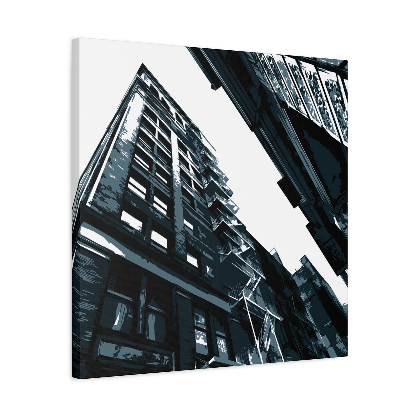 SoHo NYC Grunge Square Stretched Canvas Print — Graphic — Detail