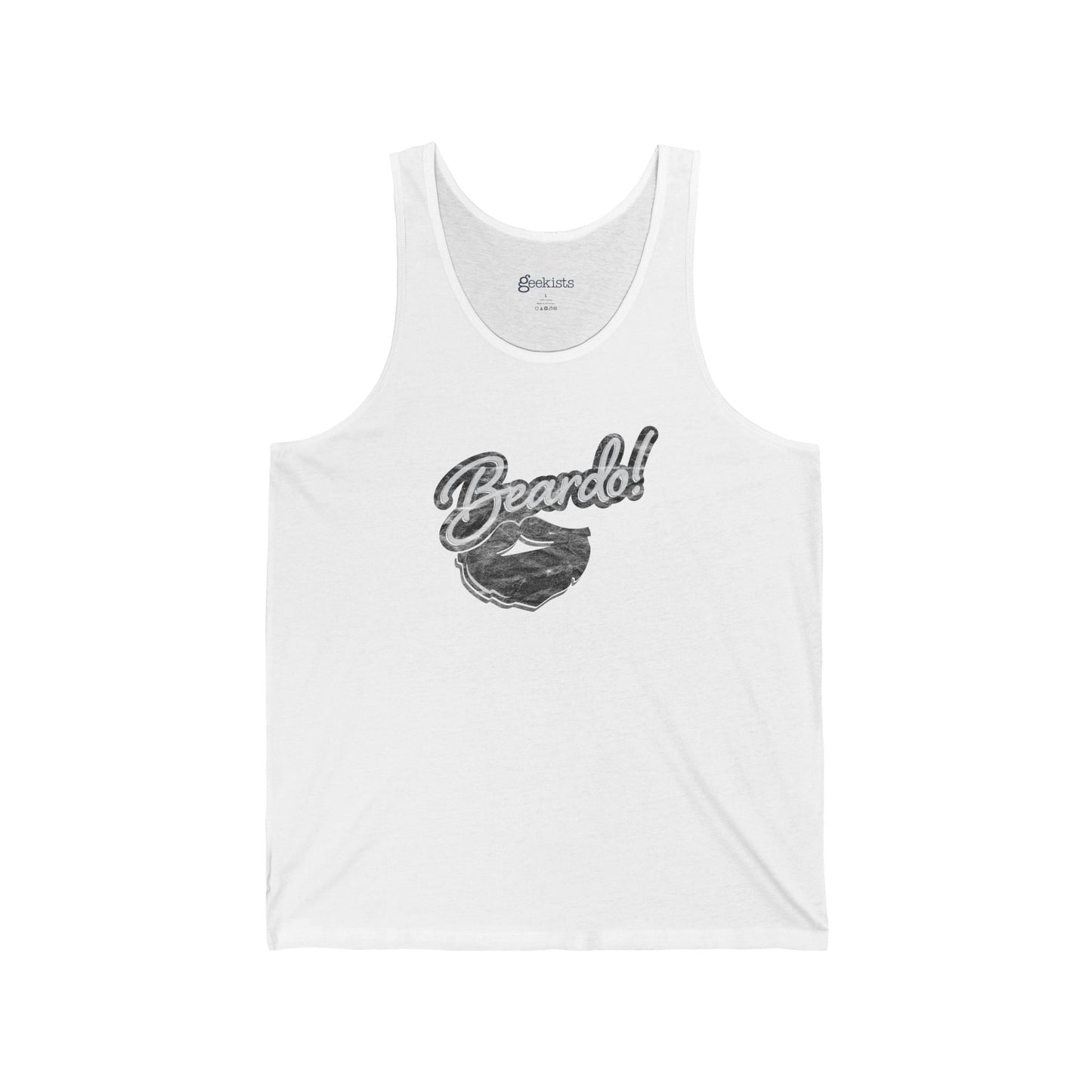 2XL-White Tank Top Punny Beardo Unisex Tank Top | Distressed Retro Tank | Graphic Shirts for Bearded Nerds