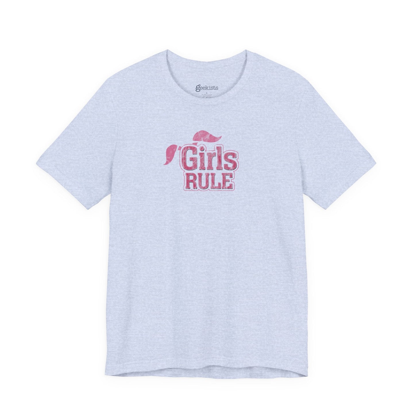 T-Shirt Girls Rule — Short Sleeve Jersey Tee — Unisex Lightweight Crewneck T-Shirt, Retro Distressed, for Couples (Funny Girls Rule, Boys Drool)