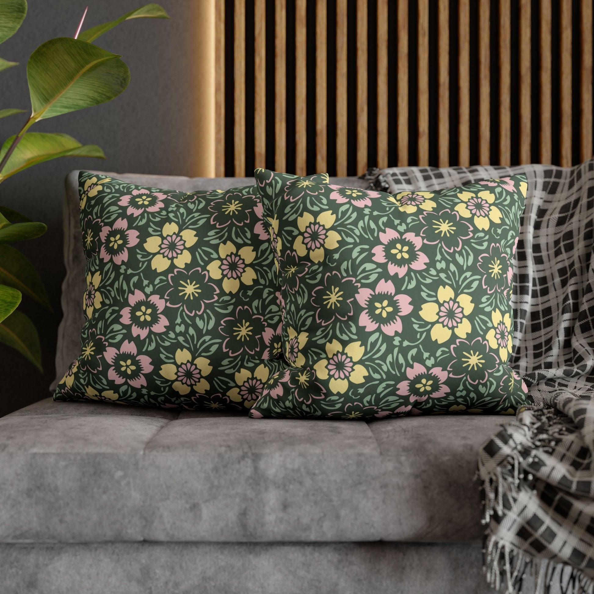 Home Stuff > Home Decor > Faux Suede Throw Pillow Case Soft Floral Pillow Cover | Light Pink & Green Accent for Cozy Home Gift or Mother’s Day Decor