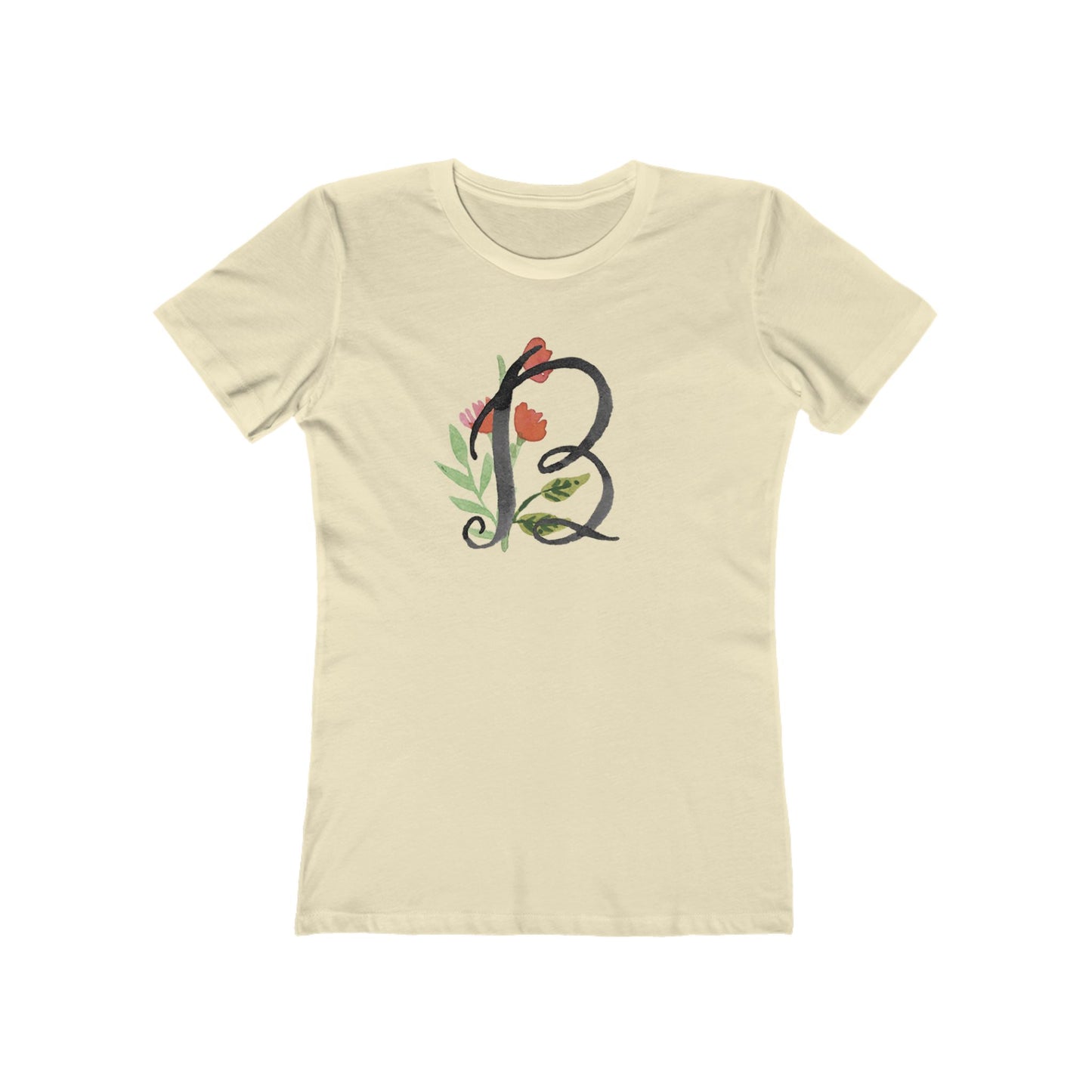 Clothing Stuff > Shirts & Tops > Women's Slim Fit Tee Watercolor Flower Letter B T-Shirt – Garden Nerd Tee for Plant Moms