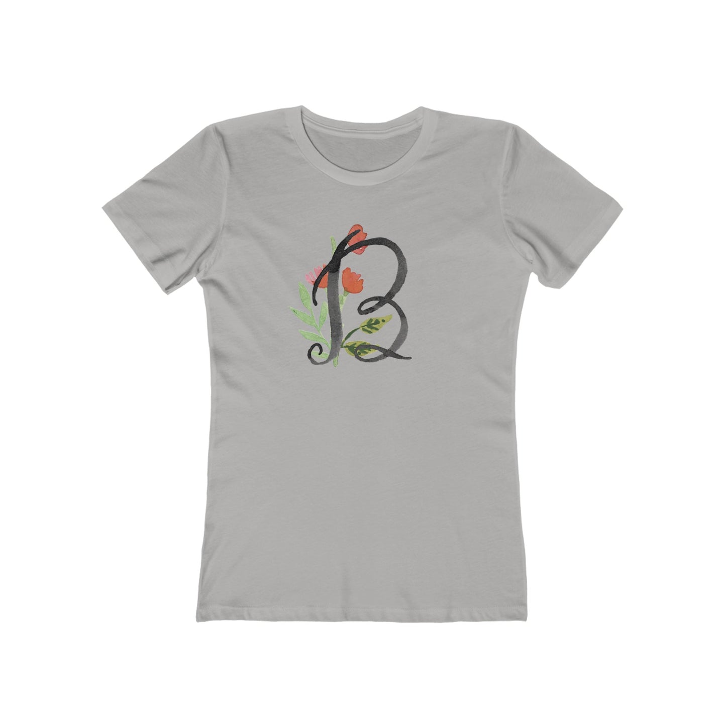 Clothing Stuff > Shirts & Tops > Women's Slim Fit Tee Watercolor Flower Letter B T-Shirt – Garden Nerd Tee for Plant Moms