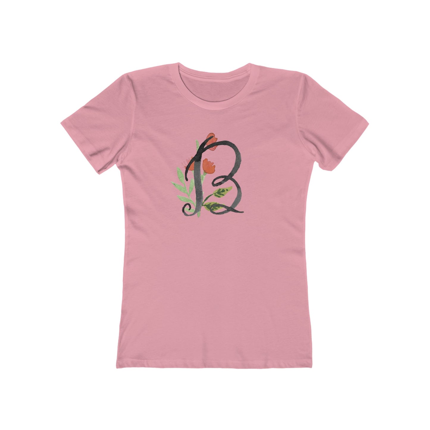 Clothing Stuff > Shirts & Tops > Women's Slim Fit Tee Watercolor Flower Letter B T-Shirt – Garden Nerd Tee for Plant Moms
