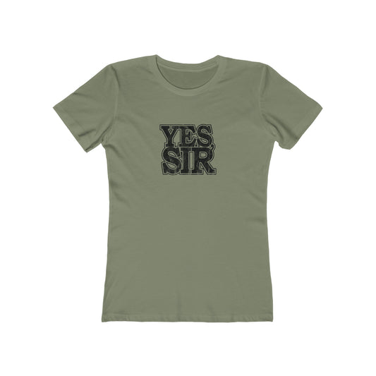 yes sir alpha guy military nerd t-shirt – distressed women's fit – solid light olive