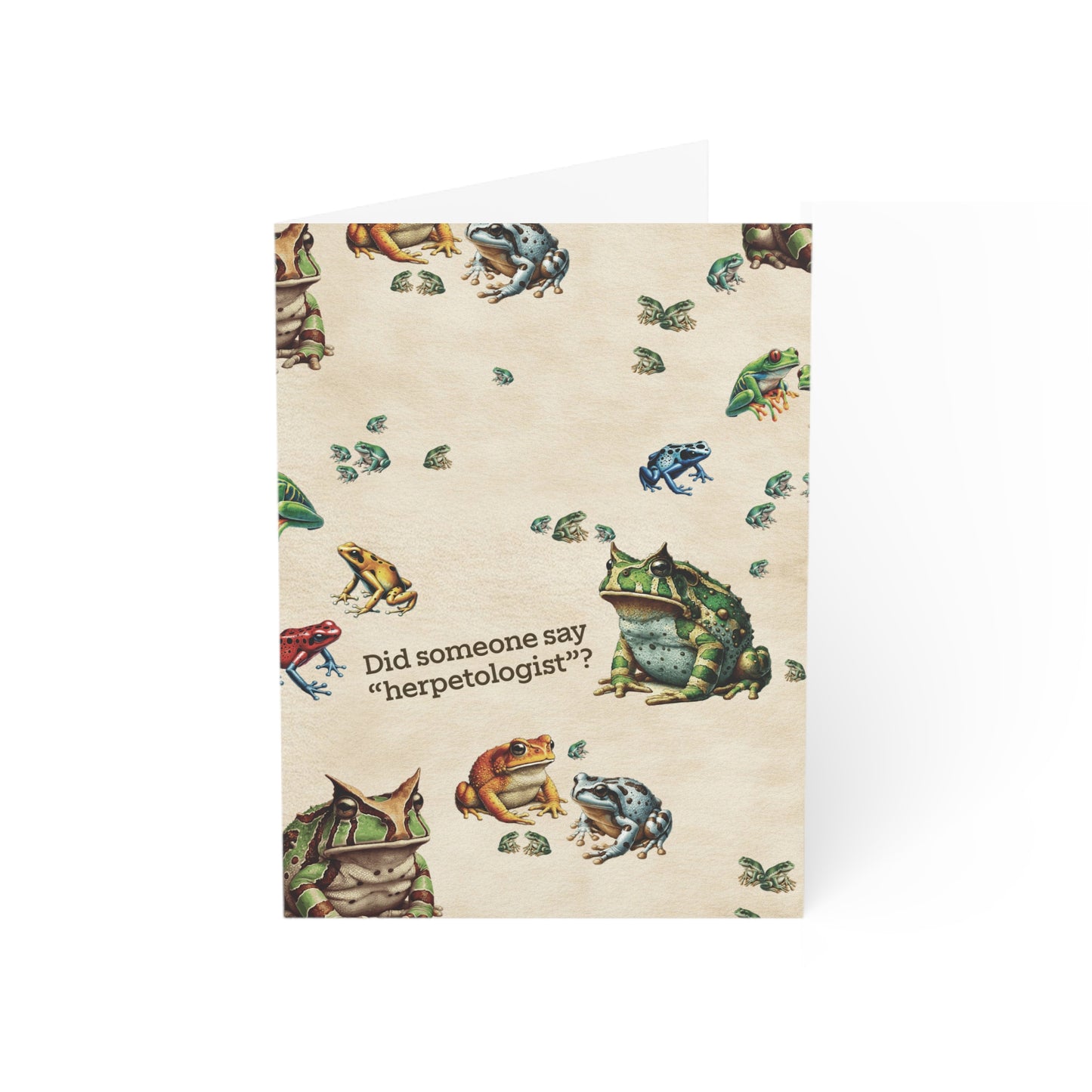 Frog Greeting Card | “Did Someone Say Herpetologist” | Blank Science Card for Nerds & Teachers