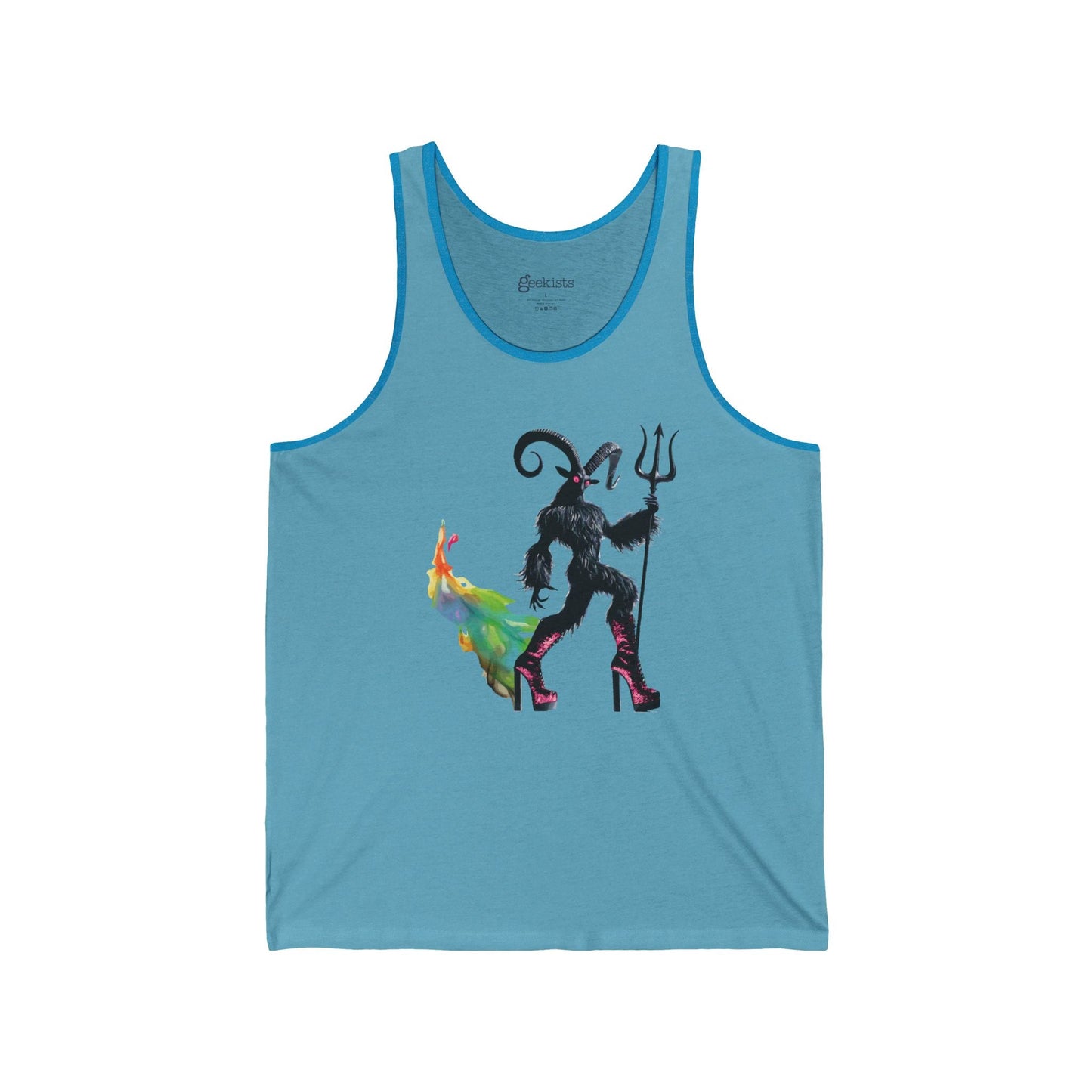 2XL-Aqua-TriBlend Tank Top PriDE MONth Demon Tank Top | Gay Demon Pride Shirt | Queer Rainbow Graphic Muscle Tee