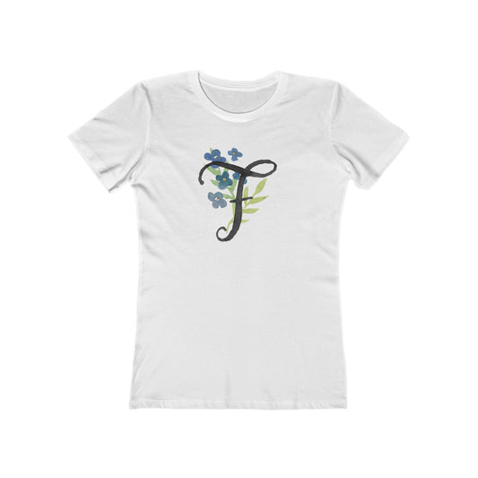 Clothing Stuff > Shirts & Tops > Women's Slim Fit Tee Watercolor Flower Letter F T-Shirt – Garden Nerd Tee for Plant Moms
