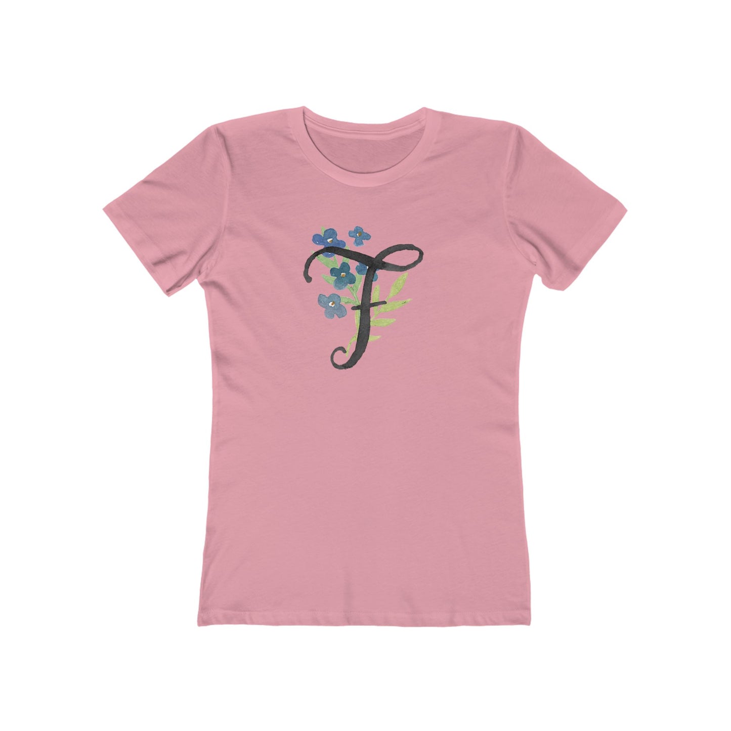 Clothing Stuff > Shirts & Tops > Women's Slim Fit Tee Watercolor Flower Letter F T-Shirt – Garden Nerd Tee for Plant Moms