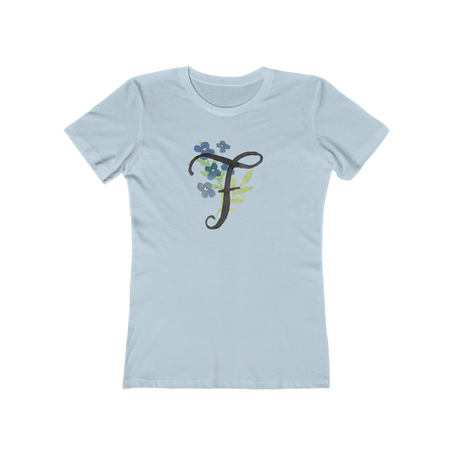 Clothing Stuff > Shirts & Tops > Women's Slim Fit Tee Watercolor Flower Letter F T-Shirt – Garden Nerd Tee for Plant Moms