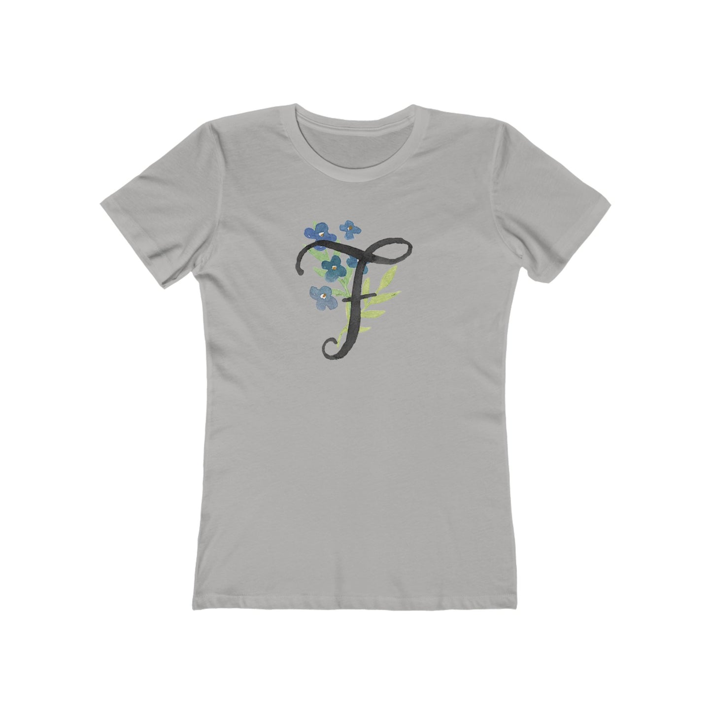 Clothing Stuff > Shirts & Tops > Women's Slim Fit Tee Watercolor Flower Letter F T-Shirt – Garden Nerd Tee for Plant Moms
