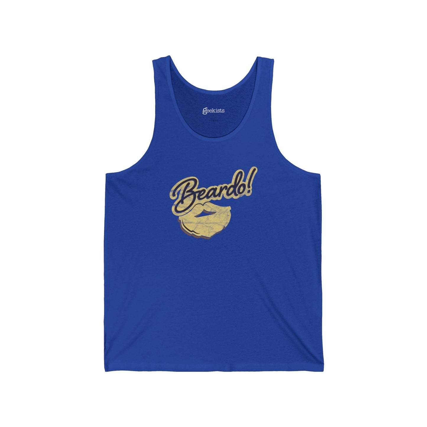 M-True-Royal Tank Top Punny Beardo Unisex Tank Top | Distressed Retro Tank | Graphic Shirts for Bearded Nerds
