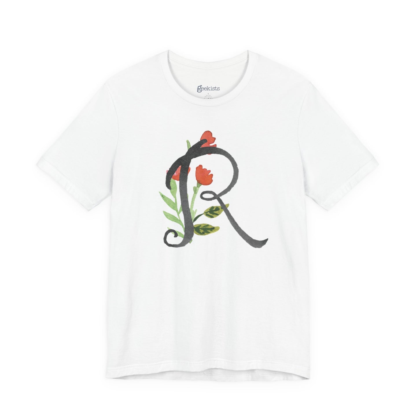 Clothing Stuff > Shirts & Tops > Unisex Jersey Tee Watercolor Flower Letter S T-Shirt – Garden Nerd Tee for Plant Moms