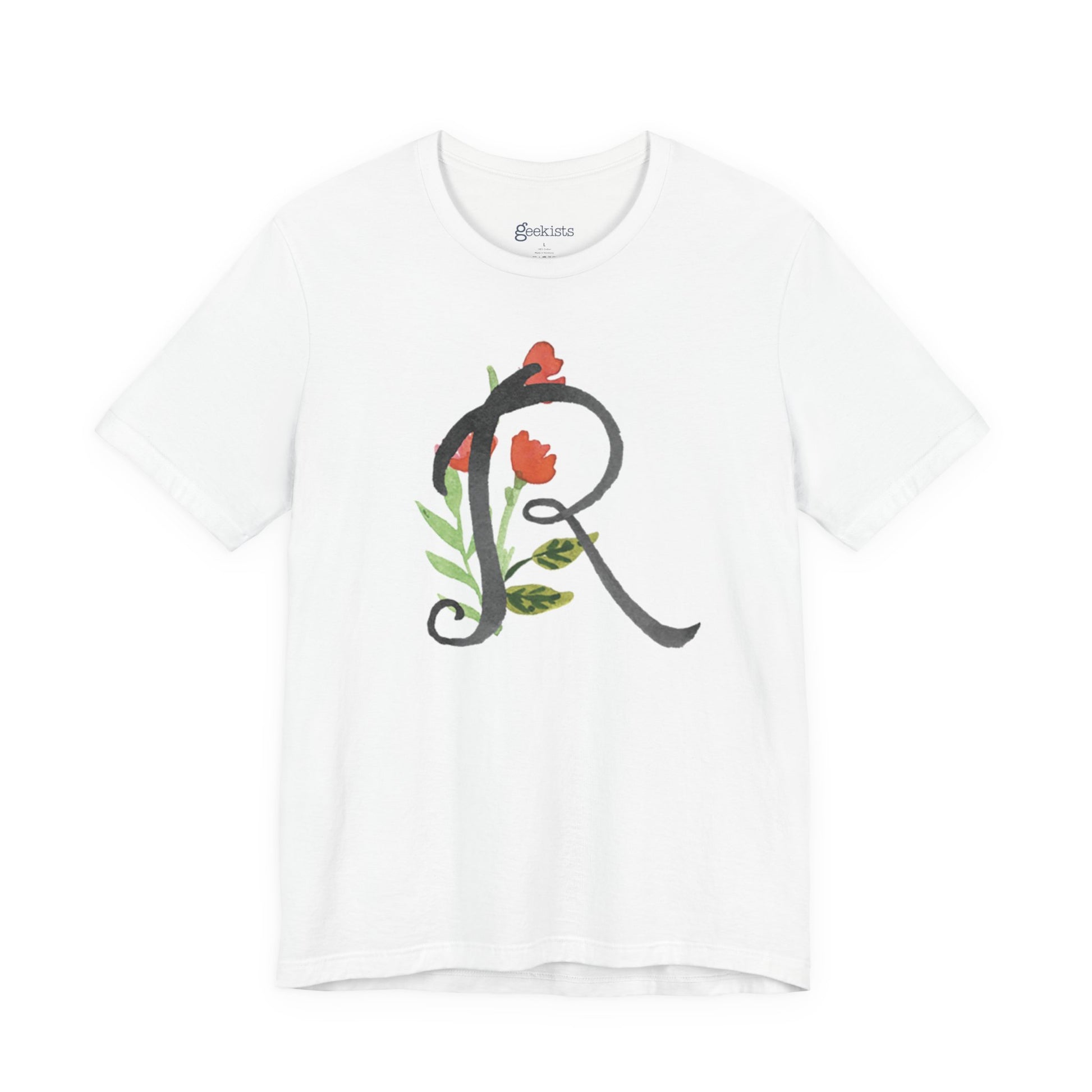 Clothing Stuff > Shirts & Tops > Unisex Jersey Tee Watercolor Flower Letter S T-Shirt – Garden Nerd Tee for Plant Moms