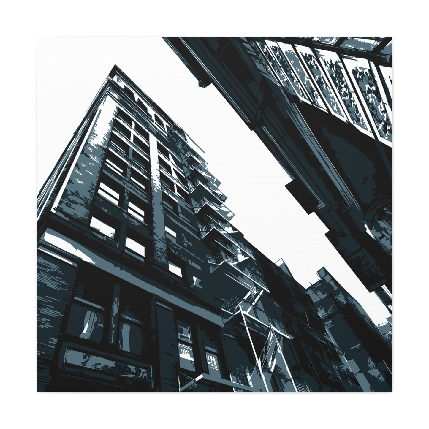 SoHo NYC Grunge Square Stretched Canvas Print — Graphic — Detail