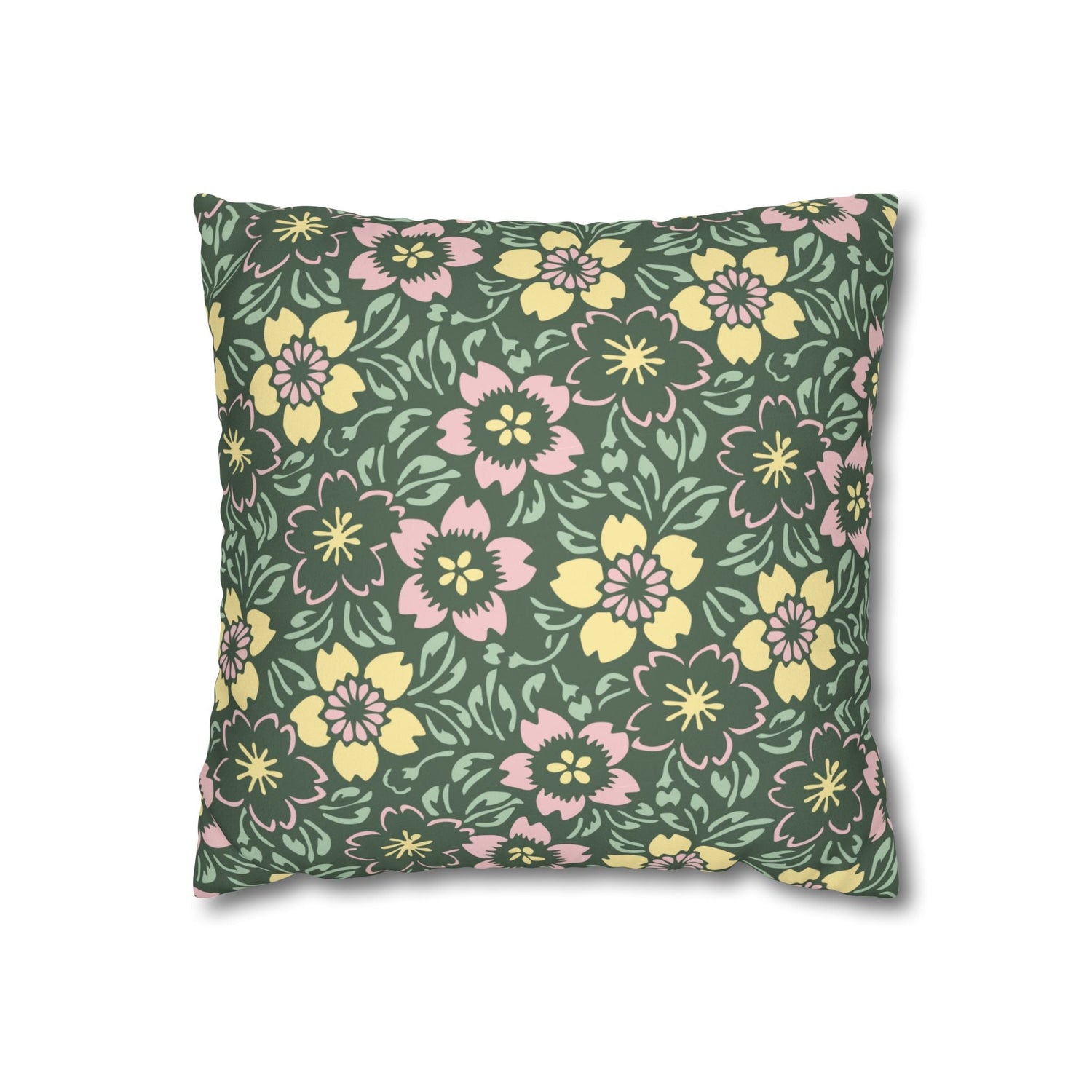 14-14 Home Stuff > Home Decor > Faux Suede Throw Pillow Case Soft Floral Pillow Cover | Light Pink & Green Accent for Cozy Home Gift or Mother’s Day Decor