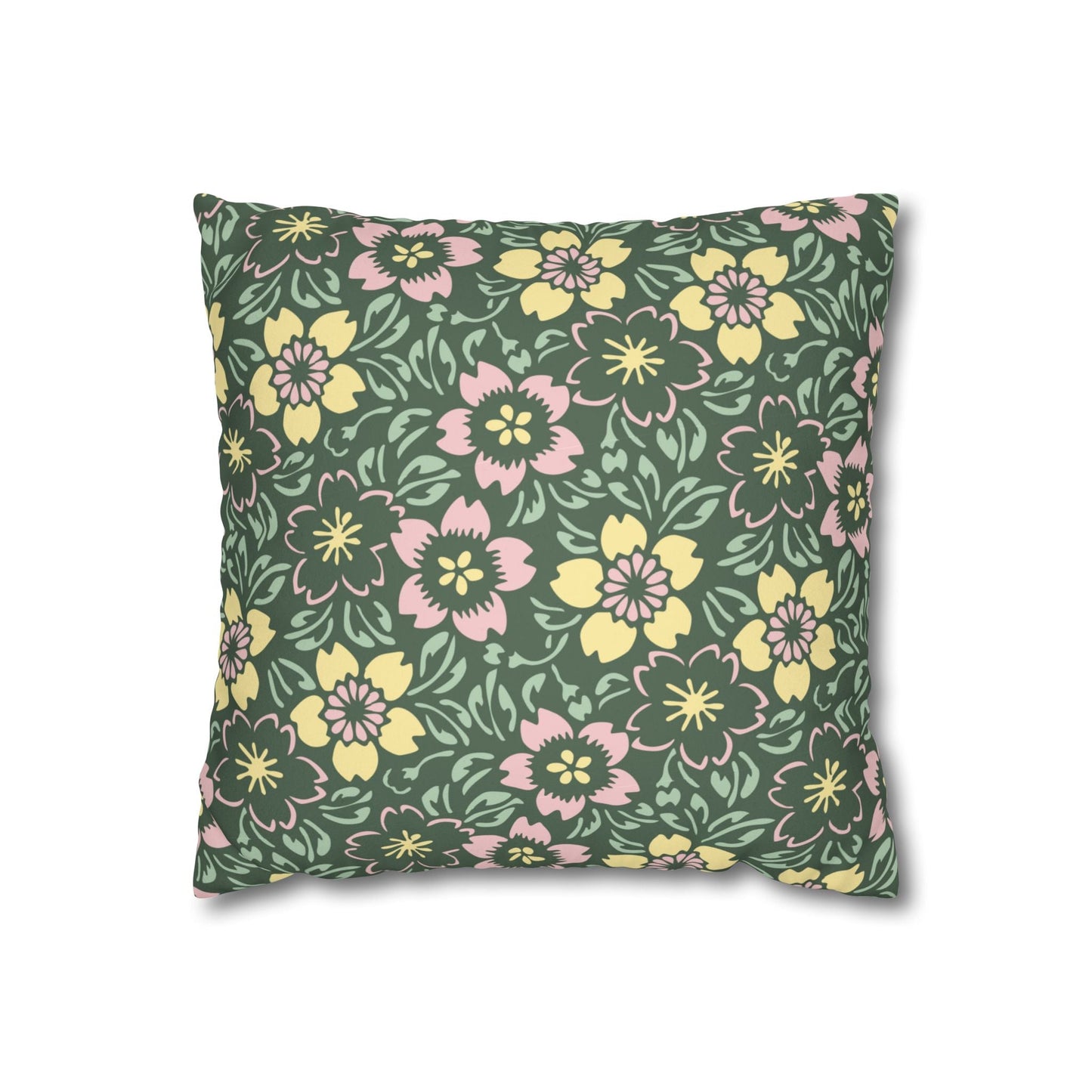 14-14 Home Stuff > Home Decor > Faux Suede Throw Pillow Case Soft Floral Pillow Cover | Light Pink & Green Accent for Cozy Home Gift or Mother’s Day Decor