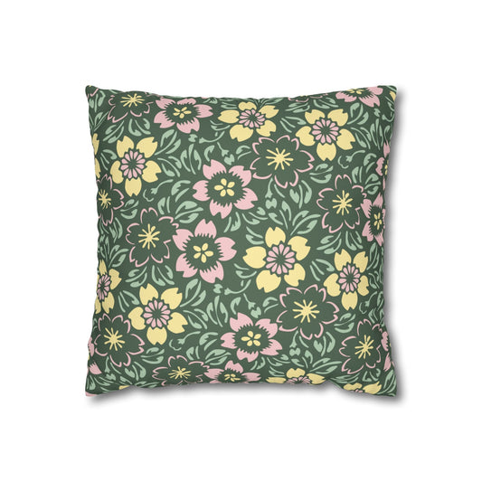 14-14 Home Stuff > Home Decor > Faux Suede Throw Pillow Case Soft Floral Pillow Cover | Light Pink & Green Accent for Cozy Home Gift or Mother’s Day Decor